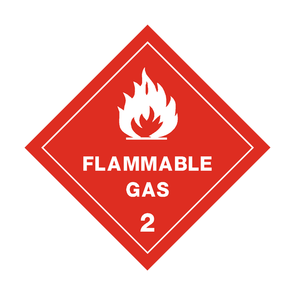 Flammable Gas 2 White Sign | PVC Safety Signs