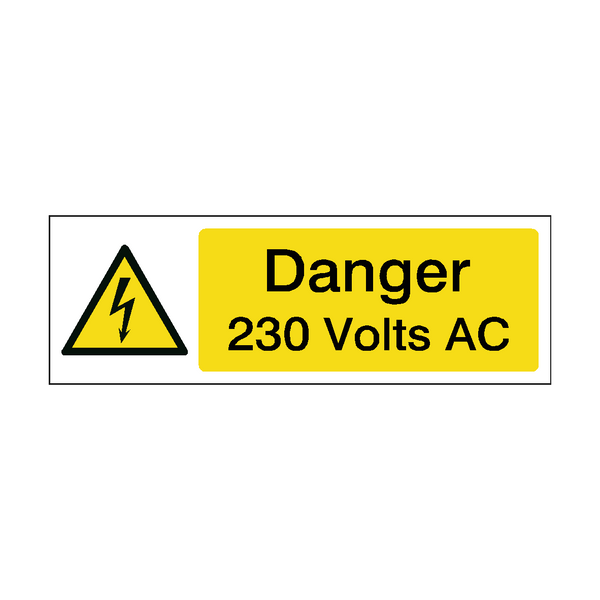 230 Volts AC Safety Sign | PVC Safety Signs