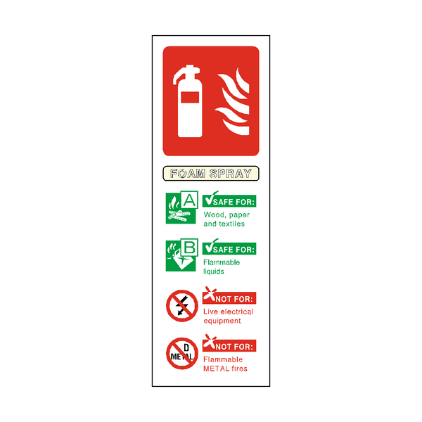 Foam Spray Fire Extinguisher Sign | PVC Safety Signs