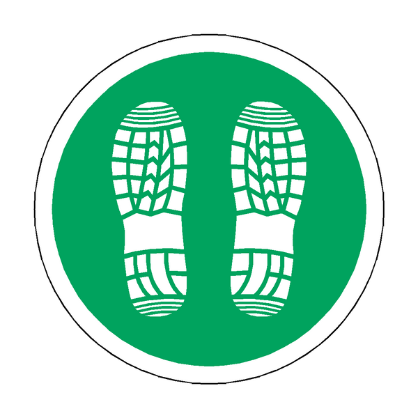 Bootprint Floor Sticker - Green - PVC Safety Signs