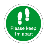 Please Keep 1M Apart Floor Sticker - Green - PVC Safety Signs