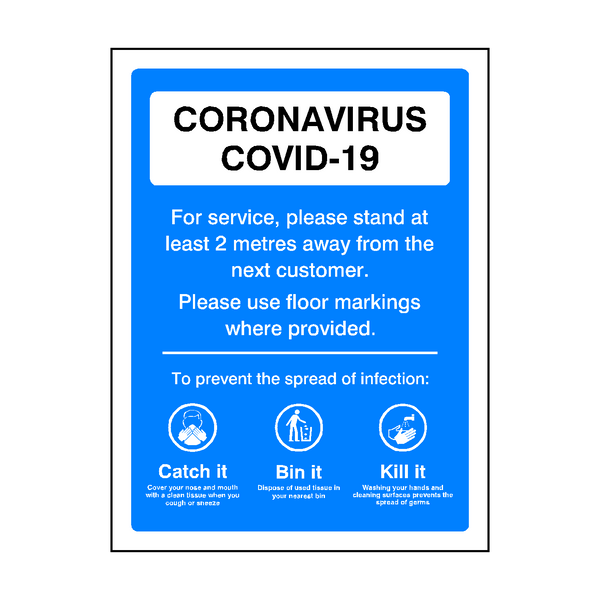 Coronavirus 2 Metres Retail Sign - PVC Safety Signs