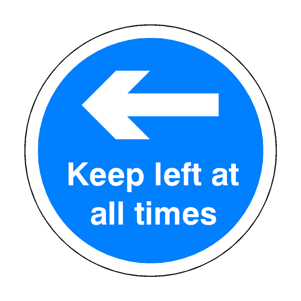 Keep Left At All Times Floor Sticker - Blue - PVC Safety Signs
