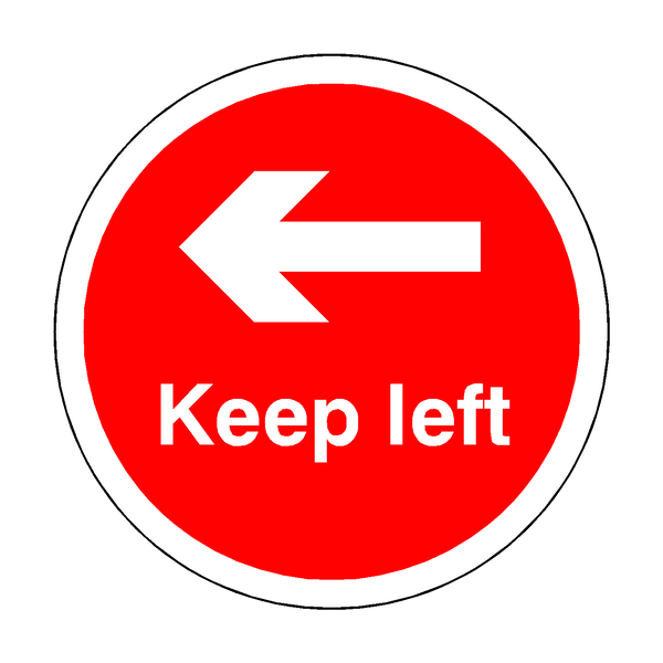 Keep Left Floor Sticker - Red - PVC Safety Signs