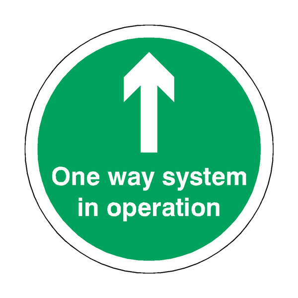 One Way System In Operation Floor Sticker - Green - PVC Safety Signs