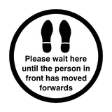 Please Wait Until Person In Front Has Moved Floor Sticker - Black - PVC Safety Signs