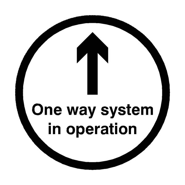 One Way System In Operation Floor Sticker - Black - PVC Safety Signs