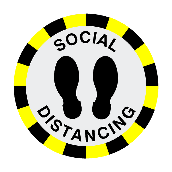 Social Distancing Floor Sticker - Black - PVC Safety Signs