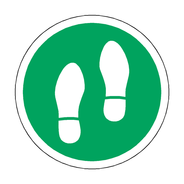 Social Distancing Footprint Floor Sticker - Green - PVC Safety Signs