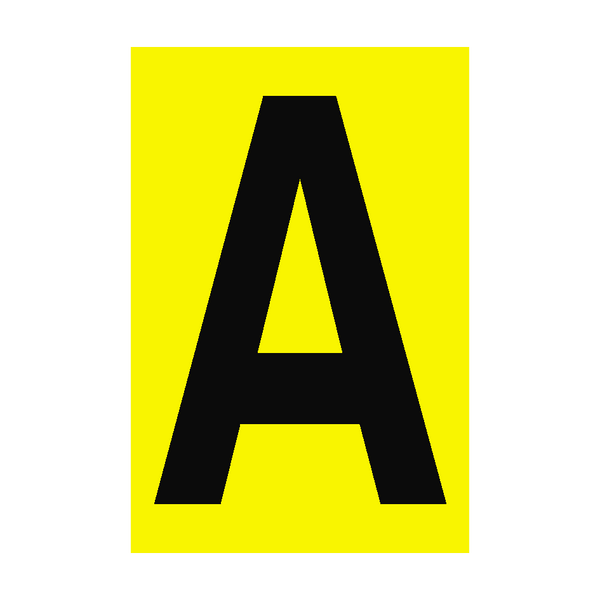 Letter A Yellow Sign - PVC Safety Signs