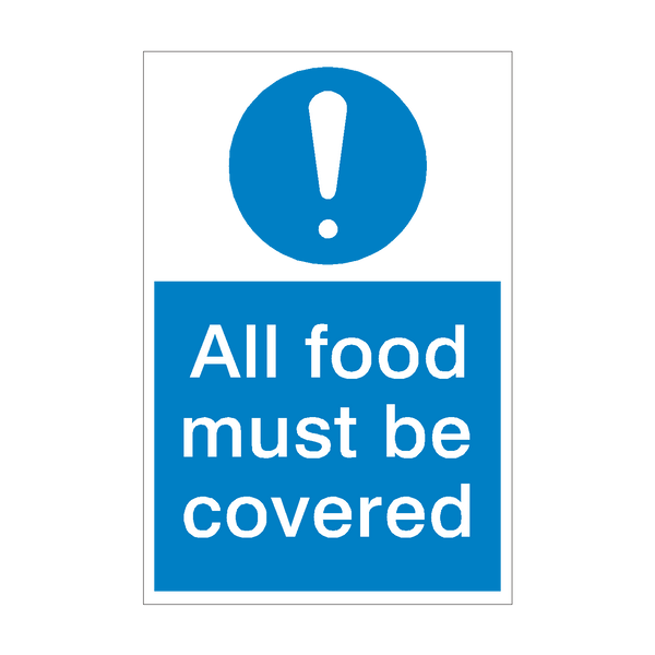 Food Must Be Covered Mandatory Sign - PVC Safety Signs