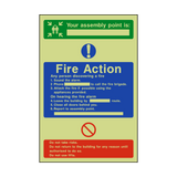 Assembly Point Fire Action Photoluminescent Sign - PVC Safety Signs