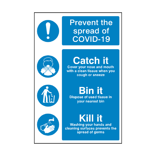 COVID-19 Prevention Sign - PVC Safety Signs