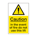 Event Of Fire Do Not Use Lift Sign Portrait - PVC Safety Signs