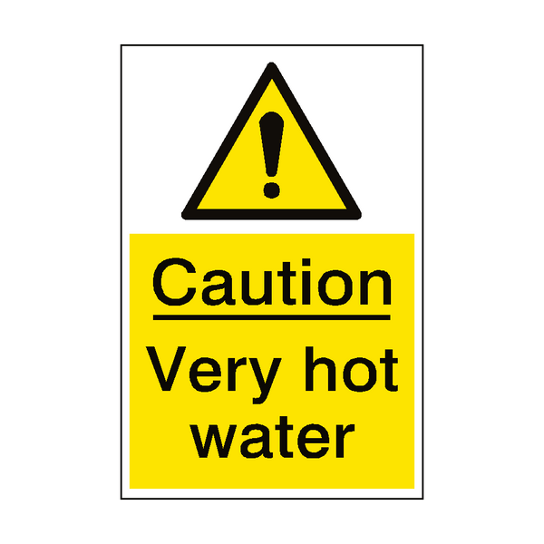 Very Hot Water Hazard Sign Portrait - PVC Safety Signs