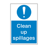 Clean Up Spillages Mandatory Sign - PVC Safety Signs