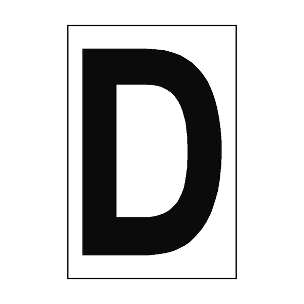 Letter D White Sign - PVC Safety Signs