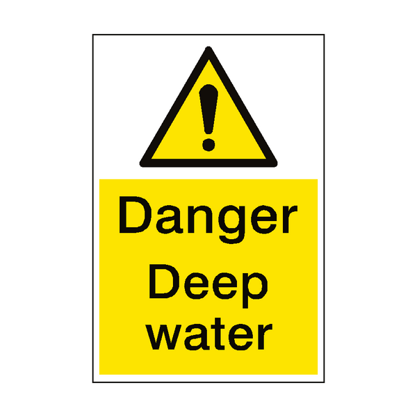 Danger Deep Water Sign Portrait - PVC Safety Signs