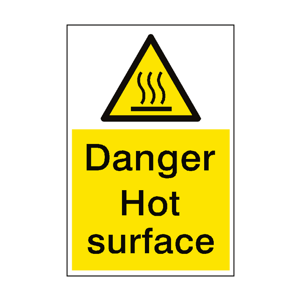 Danger Hot Surface Sign Portrait - PVC Safety Signs