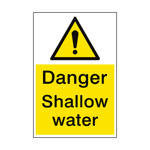 Danger Shallow Water Sign Portrait - PVC Safety Signs
