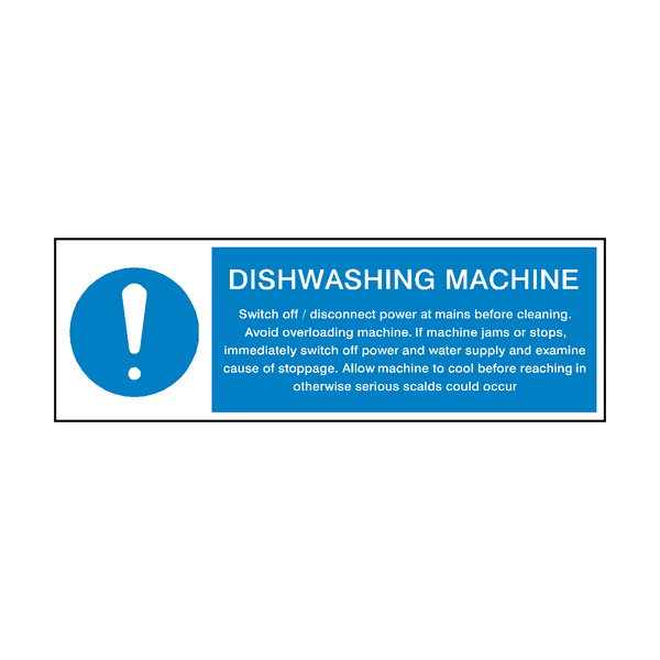 Dishwashing Machine Instructions Hygiene Sign - PVC Safety Signs