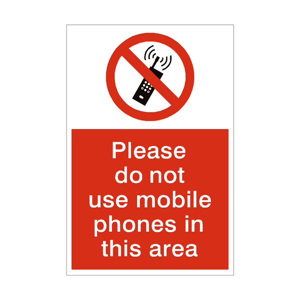 Do Not Use Mobile Phones Sign - PVC Safety Signs