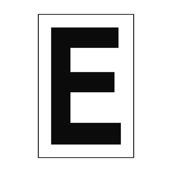 Letter E White Sign - PVC Safety Signs
