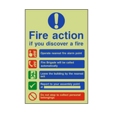 Fire Action Non-Lift Automatic Alarm Photoluminescent Sign - PVC Safety Signs