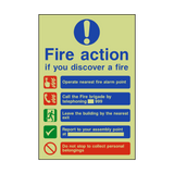 Fire Action Non-Lift Telephone Photoluminescent Sign - PVC Safety Signs