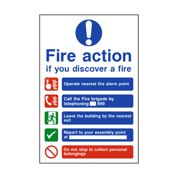 Fire Action Non-Lift Telephone Sign - PVC Safety Signs