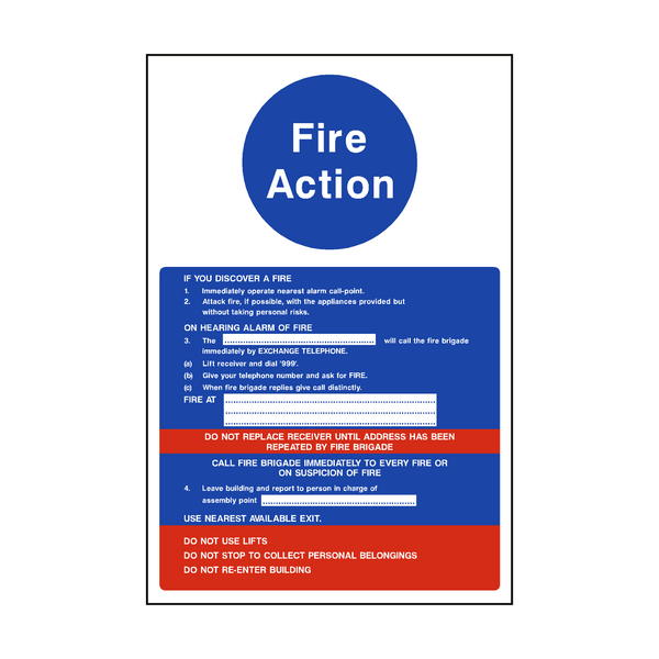 Fire Action Notice Version 2 - PVC Safety Signs