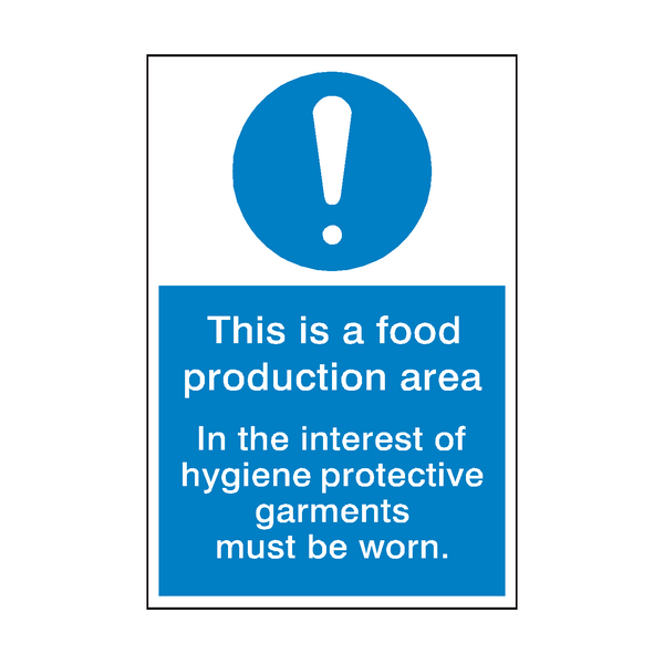 Food Production Area Sign - PVC Safety Signs