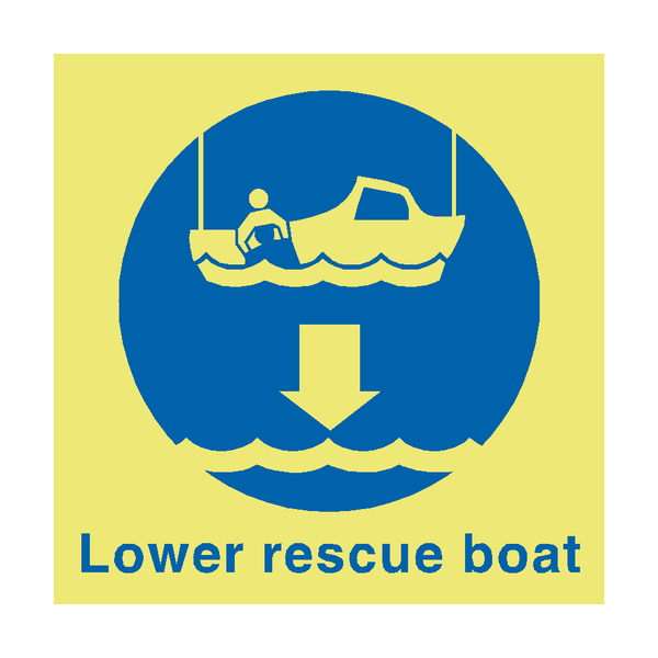 Lower Rescue Boat Sign - PVC Safety Signs