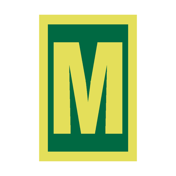 IMO Letter M Sign Photoluminescent - PVC Safety Signs