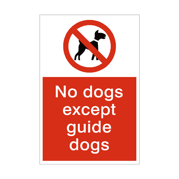 No Dogs Except Guide Dogs Sign - PVC Safety Signs