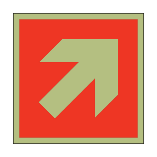 Photoluminescent Arrow Safety Sign Up Right - PVC Safety Signs