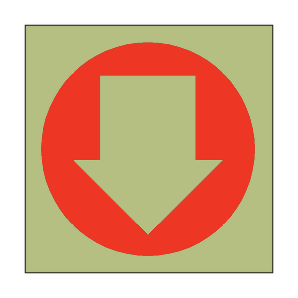Photoluminescent Arrow Sign Down - PVC Safety Signs