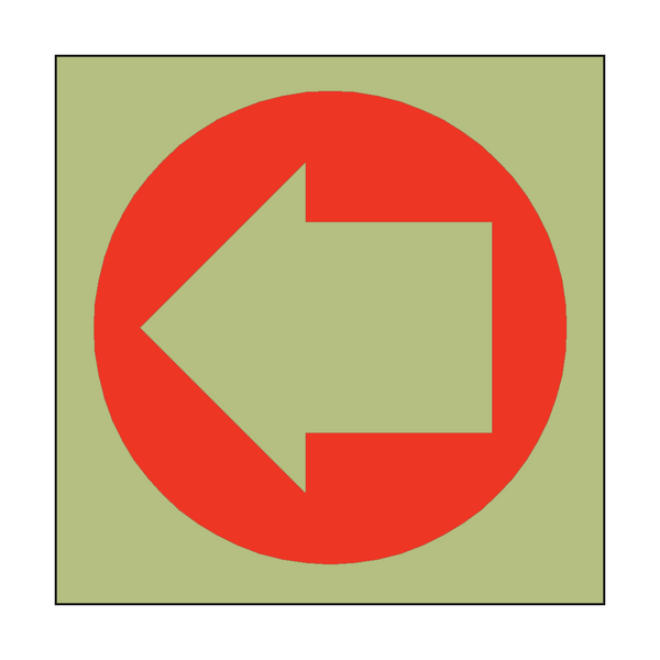 Photoluminescent Arrow Sign Left - PVC Safety Signs
