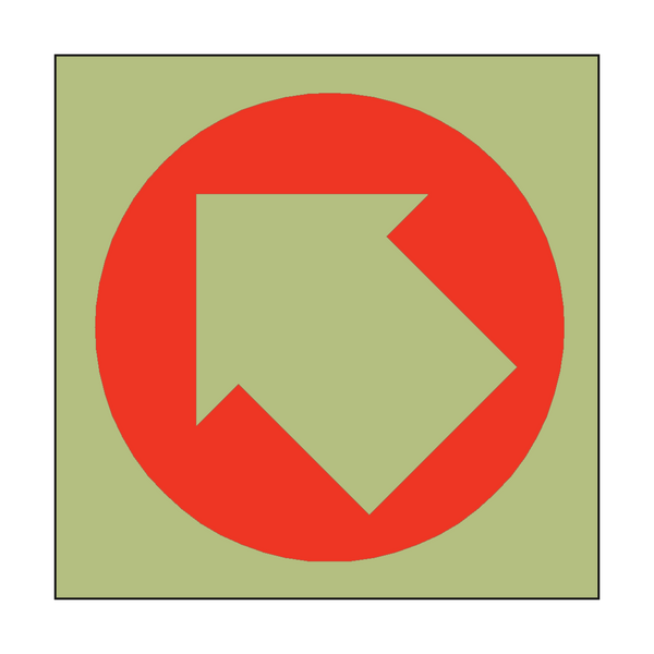 Photoluminescent Arrow Sign Up Left - PVC Safety Signs
