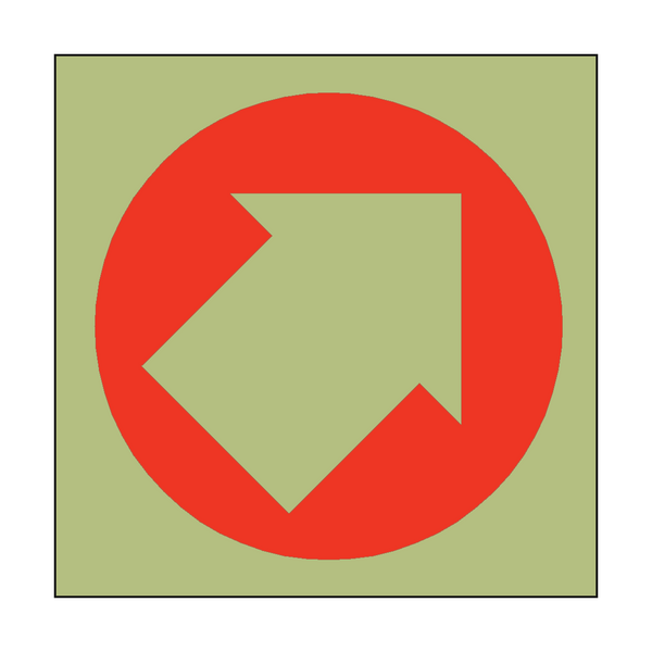 Photoluminescent Arrow Sign Up Right - PVC Safety Signs