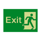 Exit Running Man Right Photoluminescent Sign - PVC Safety Signs