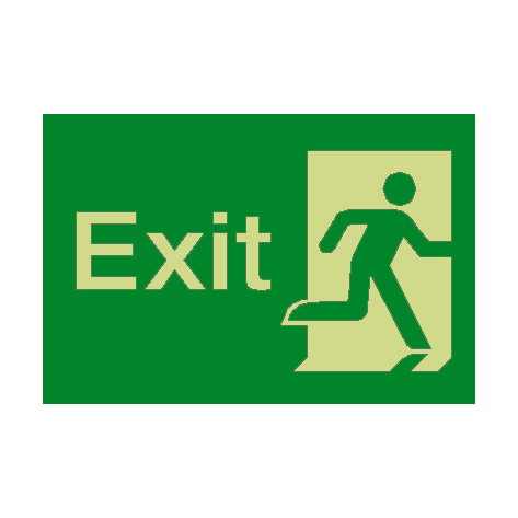 Exit Running Man Right Photoluminescent Sign - PVC Safety Signs