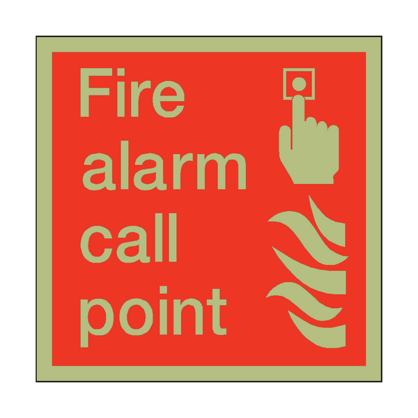 Photoluminescent Fire Alarm Call Point Square Sign - PVC Safety Signs