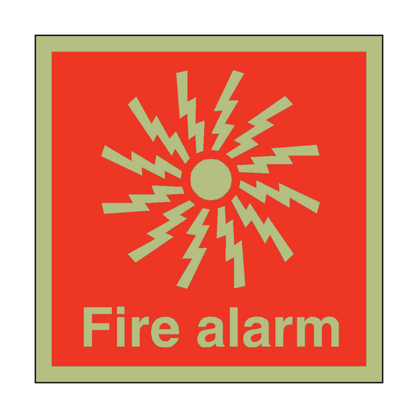 Photoluminescent Fire Alarm Symbol Safety Sign - PVC Safety Signs