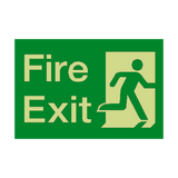 Fire Exit Running Man Right HSE Photoluminescent Sign - PVC Safety Signs