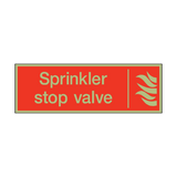 Photoluminescent Sprinkler Stop Valve Safety Sign - PVC Safety Signs