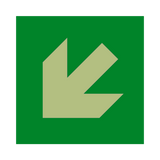Arrow Down Left Photoluminescent Sign - PVC Safety Signs