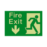 Fire Exit Down Arrow Photoluminescent Sign - PVC Safety Signs