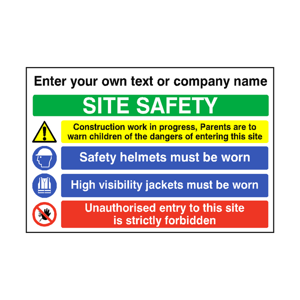Site Safety Custom Text Sign - PVC Safety Signs