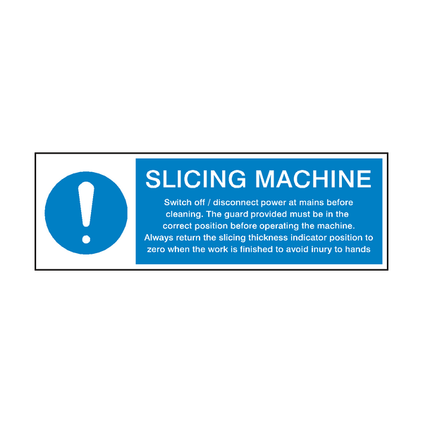 Slicing Machine Instructions Hygiene Sign - PVC Safety Signs